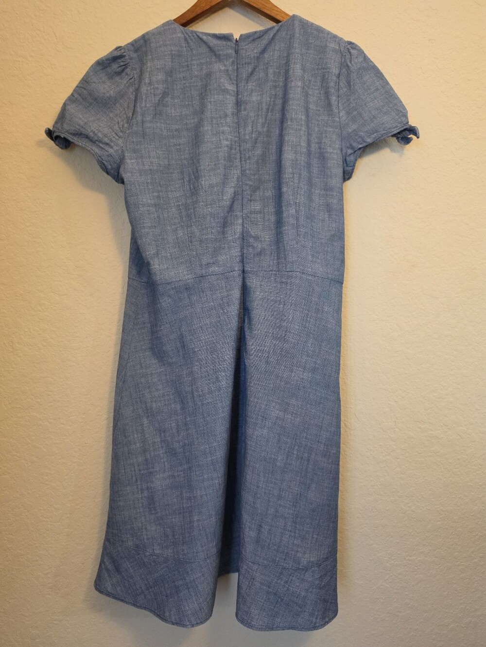 J. Crew Chambray Dress Womens 10 Cap Sleeve Faux Wrap Summer Brunch Cottagecore - Picture 5 of 11